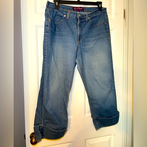 Gloria Vanderbilt Denim Capris Cuffed Leg Vintage Size 16 - Picture 1 of 7